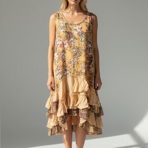 Free People Floral Sleeveless Layered Dress SZ L NWOT